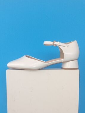 Didifu Women’s Ivory Ankle-Strap Low Block Heel Dress Shoe Size8